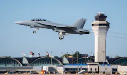 A Boeing-built F/A-18 Super Hornet takes off from Lambert International Airport in St. Louis. Boeing will continue to deliver new Block III Super Hornets to the Navy through 2025. A Boeing-built F/A-18 Super Hornet takes off from Lambert International Airport in St. Louis. Boeing will continue to deliver new Block III Super Hornets to the Navy through 2025.