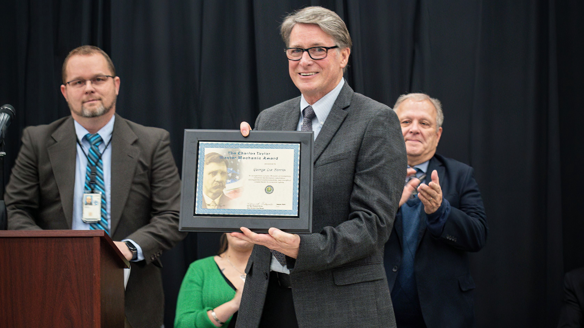Perrin is presented The Charles Taylor Award, the highest FAA award the aviation industry is offered.