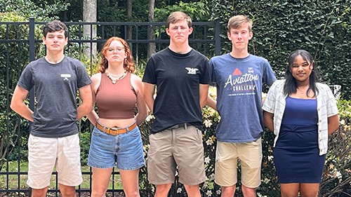 2023 GAMA Aviation Design Challenge first-place team from McIntosh High School. From left to right: Marc van Zyl, Emily White, Matthew Villiger, Aaron Maeder and Jada Reeves.