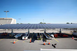 Installed by Cherry Street Energy in 2021, solar panels are seen at Signature Flight Support at Hartsfield-Jackson Atlanta International Airport on Thursday, Sep. 7, 2023. The city of Atlanta plans to contract Cherry Street Energy to install solar panels to help power airport buildings. Installed by Cherry Street Energy in 2021, solar panels are seen at Signature Flight Support at Hartsfield-Jackson Atlanta International Airport on Thursday, Sep. 7, 2023. The city of Atlanta plans to contract Cherry Street Energy to install solar panels to help power airport buildings.