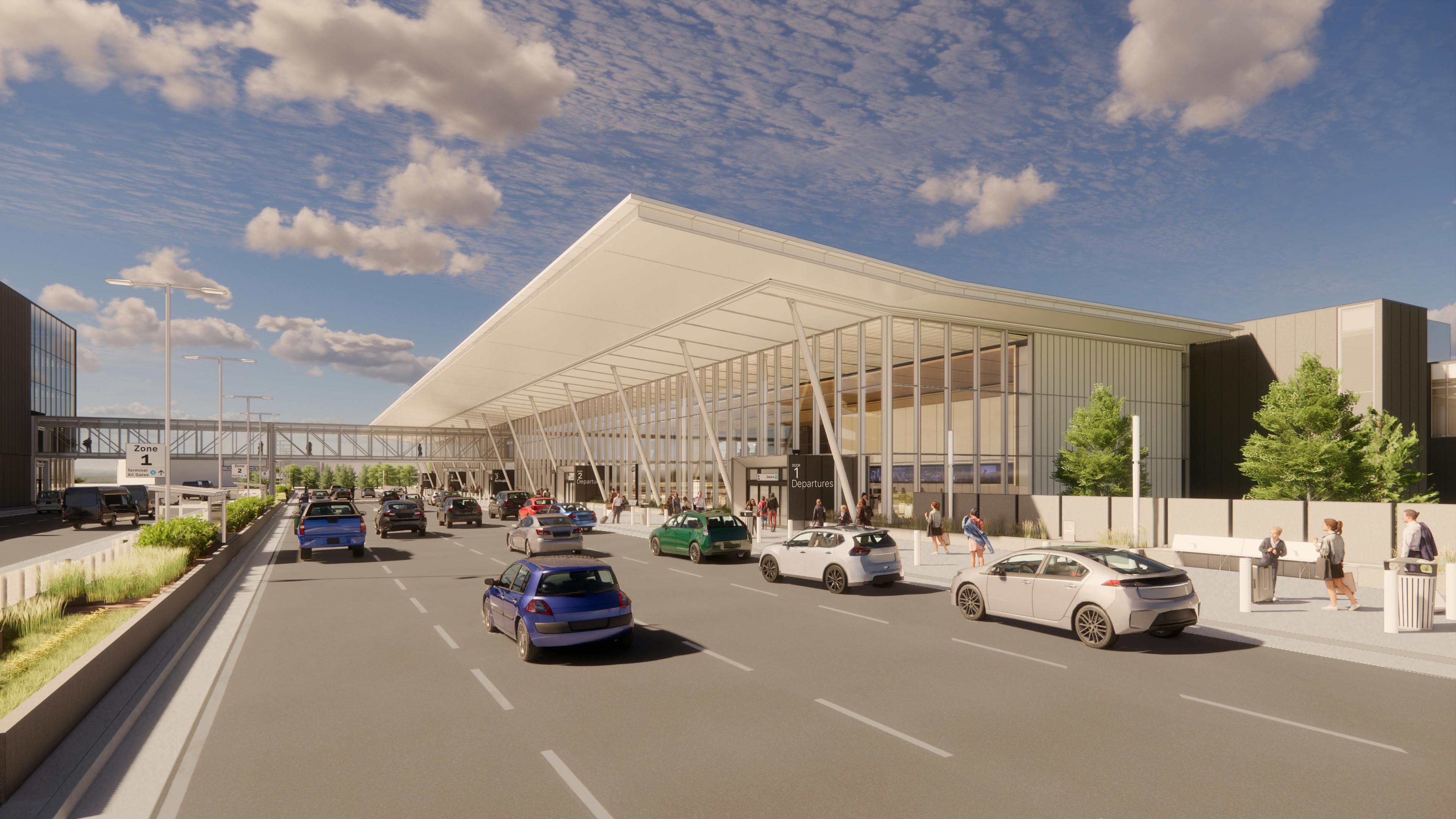 Rendering of the new $445 million terminal at Des Moines International Airport.