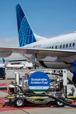 Blending in SAF, which can be produced from several feedstocks, lowers the carbon intensity of jet fuel. Blending in SAF, which can be produced from several feedstocks, lowers the carbon intensity of jet fuel.