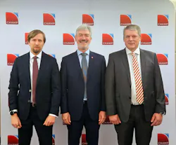 From left, Jussi Lemola, Vice President, Global Operations - Cargo at Swissport, CHAMP CEO Chris McDermott, and Andrew Wareham, Manager Global Operations at Swissport. From left, Jussi Lemola, Vice President, Global Operations - Cargo at Swissport, CHAMP CEO Chris McDermott, and Andrew Wareham, Manager Global Operations at Swissport.