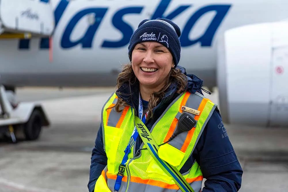 Carla S., a lead customer service agent in Bethel who has worked for Alaska Airlines for 11 years.