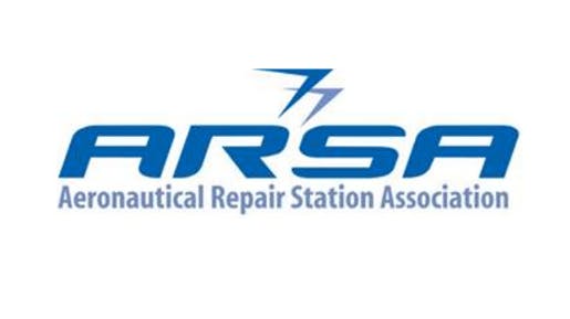 A blue logo with a lightning bolt and text that reads: ARSA Aeronautical Repair Station Association