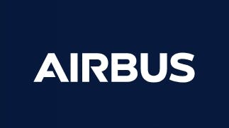 A logo with a navy-blue background with white text that reads: AIRBUS