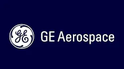 A logo with a dark blue background and white text that reads: GE Aerospace A logo with a dark blue background and white text that reads: GE Aerospace