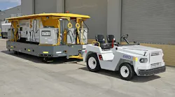 This is the Oshkosh Aerotech AmpCart towable charging platform. This is the Oshkosh Aerotech AmpCart towable charging platform.