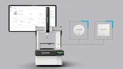 A piece of standing shop equipment with graphics showing a screen and zoom-ins of different buttons A piece of standing shop equipment with graphics showing a screen and zoom-ins of different buttons