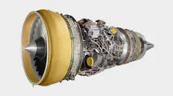An aircraft engine exposed and separated from an airplane An aircraft engine exposed and separated from an airplane