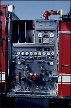 A modern-day apparatus pump panel, unlike those from days gone by, is very customized. Today's pump panel requires a joint effort between the manufacturer and the fire department to lay out the controls to be functional and for ease of operation, as in this case. A modern-day apparatus pump panel, unlike those from days gone by, is very customized. Today's pump panel requires a joint effort between the manufacturer and the fire department to lay out the controls to be functional and for ease of operation, as in this case.