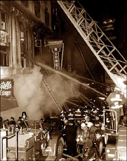Ladder Companies 15, 17, 18 (left to right) operating on Boylston Street. Ladder Companies 15, 17, 18 (left to right) operating on Boylston Street.