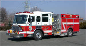 The Nanuet, New York Fire Department runs this American LaFrance rescue engine with a full compliment of engine company equipment, hydraulic rescue tool, light tower and multiple preconnected attack lines.