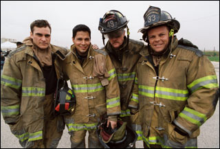 Joaquin Phoenix, Jay Hernandez, Robert Patrick and Kevin Chapman (right) played firefighters on screen ... and felt like a part of BCFD's family on and off the set.