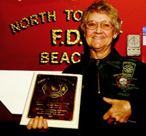 Not ready to quit: Jean Westbrook, who has been with North Topsail&rsquo;s department for 20 years, was also firefighter of the year in 1992