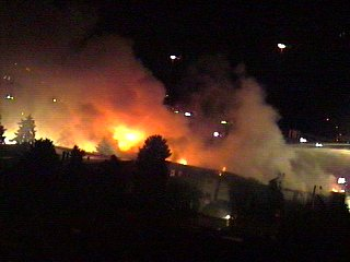 At one point, flames were thought to be 40-50 feet in the air.