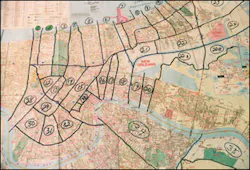 Grid sections drawn on a map of New Orleans show where teams conducted hazardous materials sweeps of the city. Grid sections drawn on a map of New Orleans show where teams conducted hazardous materials sweeps of the city.
