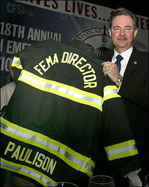 R. David Paulison with new turnout coat at the annual CFSI dinner.