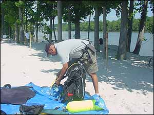 Game Inland Fisheries diver prepares equipment