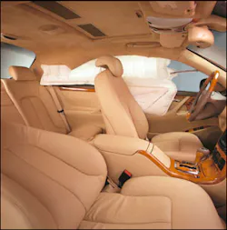 With the occupants removed, this artist rendering shows the total coverage for the driver area. With the occupants removed, this artist rendering shows the total coverage for the driver area.