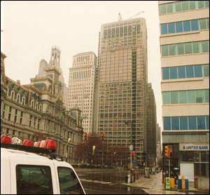 Three Philadelphia firefighters perished while battling a 12-alarm fire at One Meridian plaza. The fire, started by used rags, spread through eight floors before being contained.