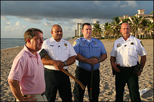 NBC Today Show Correspondent Kerry Sanders (at left) interviews the Broward Sheriff&Atilde;&cent;&acirc;&lsquor;&not;&acirc;&bdquo;&cent;s Office crew