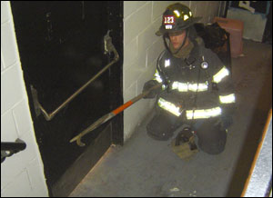 The six-foot hook is often used for search operations. A second tool should be carried, should breaching or breaking become necesary.