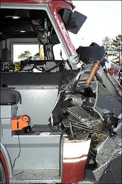 Engine 110 after wreck and extrication. Engine 110 after wreck and extrication.
