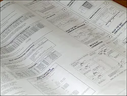 The construction plans include detailed data on layout and construction types for each segment of the building. The construction plans include detailed data on layout and construction types for each segment of the building.