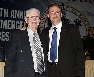 USFA Deputy Administrator Charlie Dickinson, left, with FEMA head R. David Paulison.