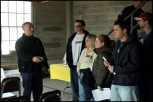 The students are briefed on the testing program by Andrew Pantelis from the Prince George's County Fire Department.