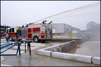 A new pump test area was constructed for the increasing number of industrial fire apparatus being constructed at Ferrara.
