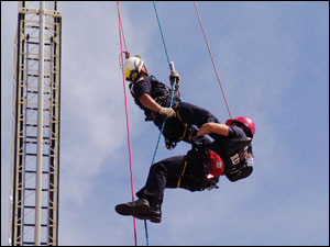 The prussik or rescue loop has traditionally been used in the high angle rescue field.