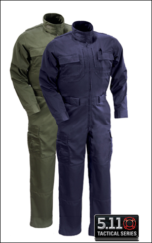 5.11's great-fitting TDU Jumpsuit features an adjustable waist, adjustable belt loops, 5.11's hidden document pockets and 5.11's exclusive Back-Up Belt System.