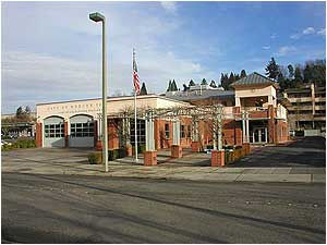 The front of Station 91 located on 78th Avenue Southeast. There are 4 bays on the front side of the building, and one on the rear. The public entrance is located on the right side of the image.Photos by Battalion Chief Chris Tubbs