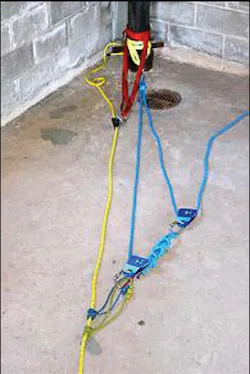 Figure 1 -In a simple system, all of the moving pulleys in the system move towards the anchor at the same rate of speed. Figure 1 -In a simple system, all of the moving pulleys in the system move towards the anchor at the same rate of speed.