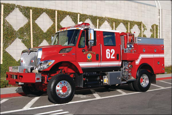 The MCAS Miramar operates this 2009 International 7400 4x4 Type III brush unit with bodywork by West-Mark Fire Apparatus.