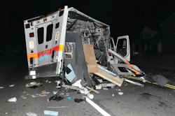 Three men in an SUV were killed early Thursday after their vehicle crashed into an ambulance. Three men in an SUV were killed early Thursday after their vehicle crashed into an ambulance.