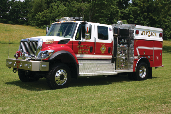 The Sperryville, VA, Fire Department presented a well-developed open set of specifications for its new apparatus that resulted in this International/4 Guys four-wheel-drive attack pumper.