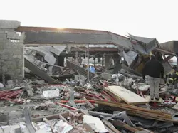 During the surface-area search, the collapse pile is evaluated and searched for potential victim locations. During the surface-area search, the collapse pile is evaluated and searched for potential victim locations.