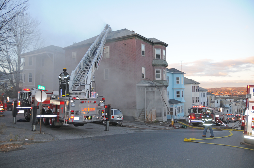 Shortly after arrival light smoke was visible from the lower levels of the home.