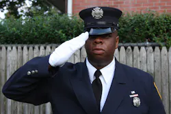 Figure 1. When you salute, bring your right hand quickly from your side until the tip of your index finger touches the lower-right part of the brim of your cap. Figure 1. When you salute, bring your right hand quickly from your side until the tip of your index finger touches the lower-right part of the brim of your cap.