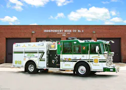INDEPENDENT HOSE COMPANY NO. 1 in Frederick, MD, has taken delivery of a Seagrave Marauder II custom pumper equipped with a 500-hp Cummins ISM engine, Allison 4000EVS transmission, 1,500-gpm Waterous pump, 750-gallon tank, 15-kilowatt Onan generator and Command Scan light tower. INDEPENDENT HOSE COMPANY NO. 1 in Frederick, MD, has taken delivery of a Seagrave Marauder II custom pumper equipped with a 500-hp Cummins ISM engine, Allison 4000EVS transmission, 1,500-gpm Waterous pump, 750-gallon tank, 15-kilowatt Onan generator and Command Scan light tower.