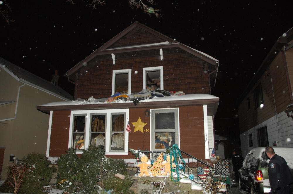 Engine 4 entered to find heavy smoke conditions and fire in the stairway, kitchen, dining room, and rear hall leading to the bedrooms.