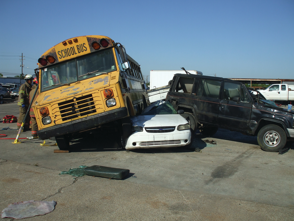 The setup for a bus-vs.-car scenario. Extrication scenarios should be challenging, but never impossible.