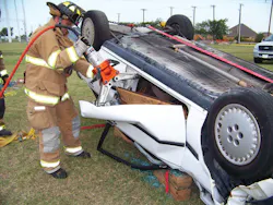 As the front door of a roof-resting vehicle begins to open, the full window frame will most likely contact the ground and limit the ability of the door to open. As the front door of a roof-resting vehicle begins to open, the full window frame will most likely contact the ground and limit the ability of the door to open.