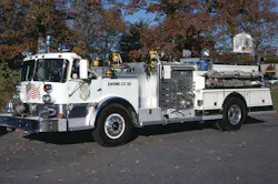 This 1971 Young pumper once operated by the Allentown Road, MD, Fire Department shows how SCBA and tools were mounted in the jump-seat area. Note the wide fenders, which reduced the width of the seating area. This 1971 Young pumper once operated by the Allentown Road, MD, Fire Department shows how SCBA and tools were mounted in the jump-seat area. Note the wide fenders, which reduced the width of the seating area.
