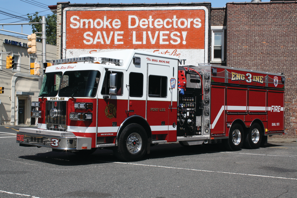 THE FORT LEE, NJ, FIRE DEPARTMENT has taken delivery of a Sutphen custom pumper/tanker built on a Sutphen Monarch chassis. Components include a 515-hp Detroit Diesel engine, Telma retarder, 2,000-gpm Waterous CMUH pump, 250-gallon foam tank, Foam Pro 3060D foam system, Task Force Tips Monsoon remote-control deck gun, 15-kilowatt Harrison generator, Will-Burt light tower and Whelen LED lighting.