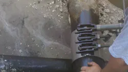 The gas main was fused to a water line as a result of an indirect lightning strike. The gas main was fused to a water line as a result of an indirect lightning strike.