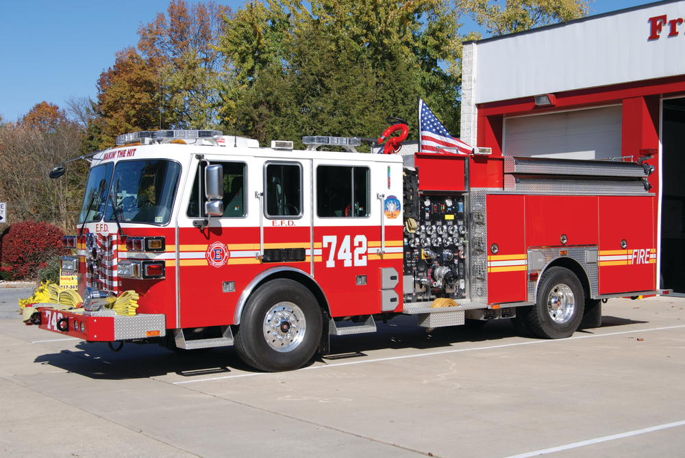 The Elizabethtown Fire Company in Lancaster County, PA, designed this Sutphen pumper with many safety components, including a reinforced front bumper, LED lighting, a low rear hosebed and a down-view mirror. Careful planning results in apparatus that meets the needs of the response area.